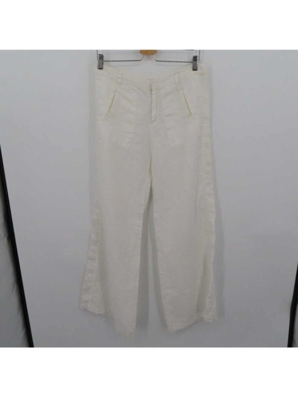 Joie Women 8 Wide Leg Utility Pants All Linen Square Pockets White Flat Front - Picture 12 of 13